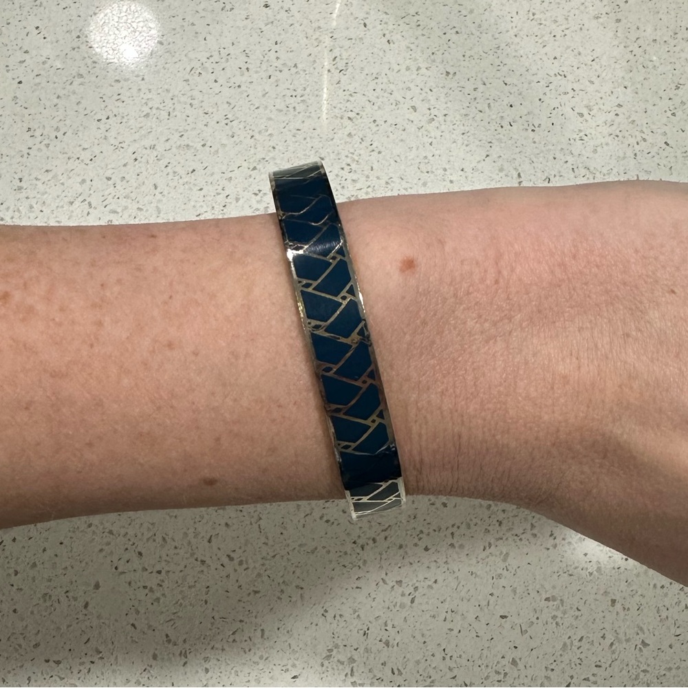 J.Crew Navy and Gold patterned bangle